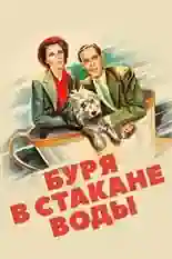 Постер фильма Буря в стакане воды с названием и персонажими с данной картины